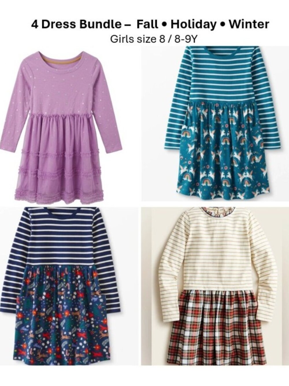 Girls Dress Bundle 8-9 Mini Boden Hanna Andersson Crewcuts